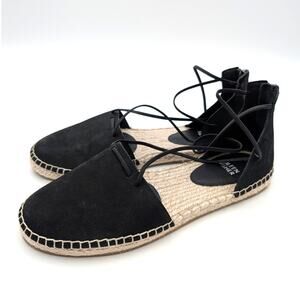 Eileen Fisher Lace-Up Espadrille Sandal Round Toe Women's Black Size US9 EU39.5